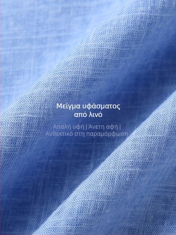 Γυναικεία λινή πουκάμισο με V-λαιμό, μακριά μανίκια, χωρίς κουμπιά, στυλ πουλόβερ, άνοιξη 2025