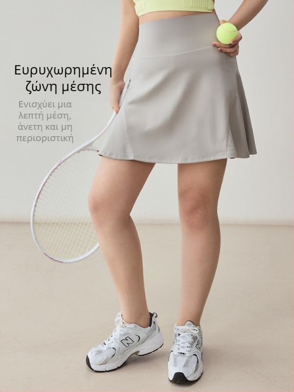 Γυναικεία αθλητική φούστα με ψηλή μέση για τρέξιμο, τένις και γιόγκα – φούστα-σκορτ με ενσωματωμένα σορτς