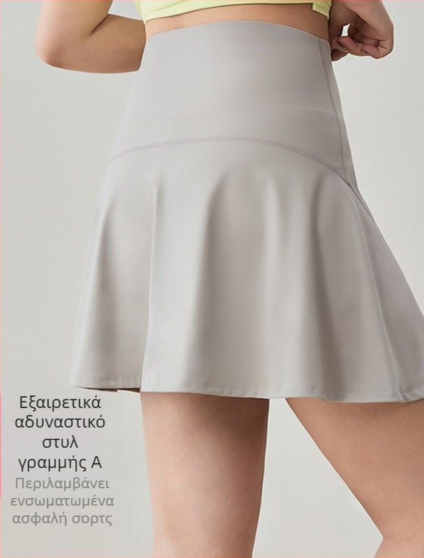 Γυναικεία αθλητική φούστα με ψηλή μέση για τρέξιμο, τένις και γιόγκα – φούστα-σκορτ με ενσωματωμένα σορτς