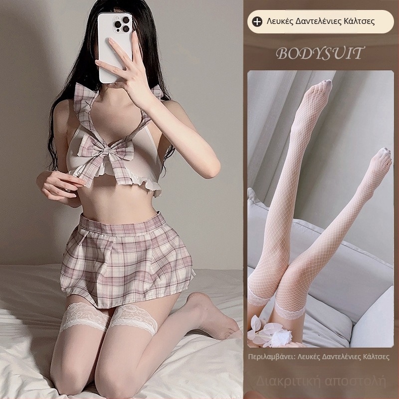 Polyester JK σχολική στολή μίνι φούστα σετ πυτζάμας, ρόλος ναύτης, χαριτωμένο γυναικείο στυλ; ύφασμα: πολυεστέρας; κύριο περιεχόμενο υφάσματος: 80–90%; για γυναίκες