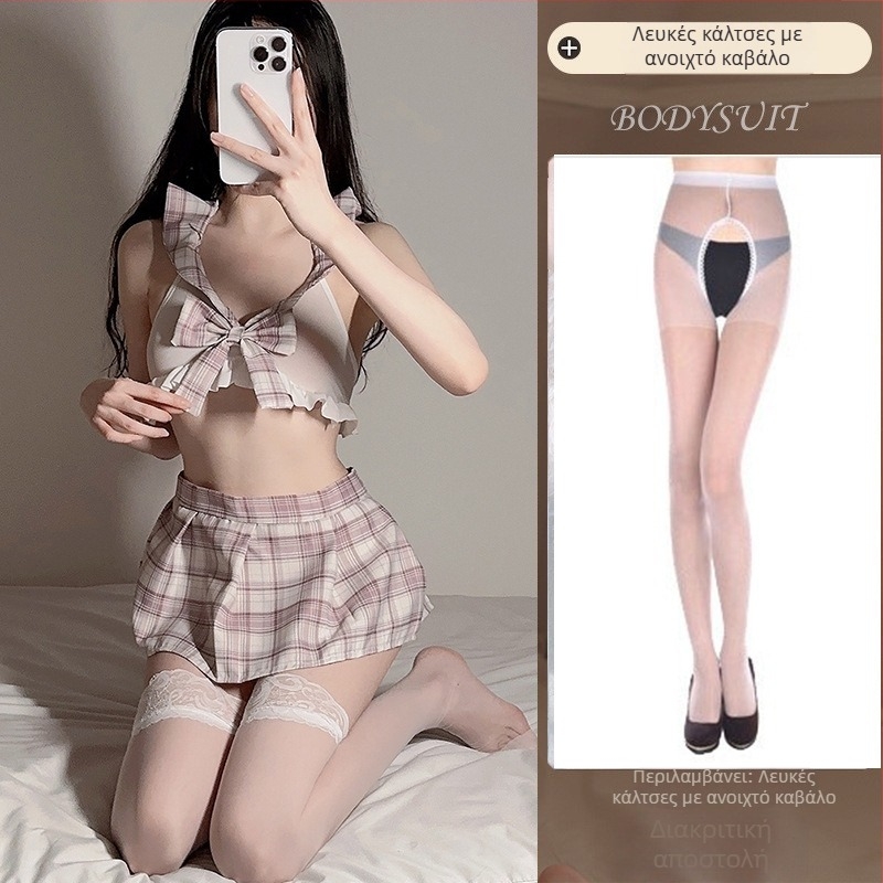 Polyester JK σχολική στολή μίνι φούστα σετ πυτζάμας, ρόλος ναύτης, χαριτωμένο γυναικείο στυλ; ύφασμα: πολυεστέρας; κύριο περιεχόμενο υφάσματος: 80–90%; για γυναίκες
