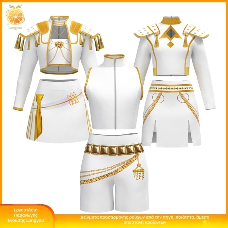 Κοστούμι cosplay της Rumi Zoe για γυναικεία ομάδα K-Pop, σκηνικό ένδυμα για παιχνίδια/anime, πολυεστέρας με σπάντεξ (80–90% πολυεστέρας), Καλοκαίρι 2025, κορεατικό στυλ