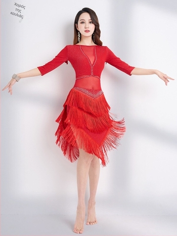 Σετ εξάσκησης χορού της κοιλιάς - Fashion Huayu, Δίκτυ με φούντες, Spandex 50-70%, Γυναίκα, Καλοκαίρι 2025