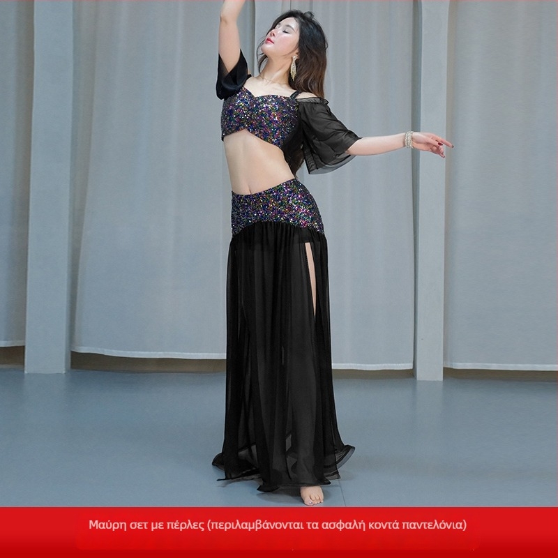 Σετ κοστουμιών Belly Dance για παράσταση - Δίκτυο ύφασμα, PVC κύρια ύλη (≤30%), Άνοιξη 2025, Κινέζικο στυλ, Λογοτεχνικό ρετρό