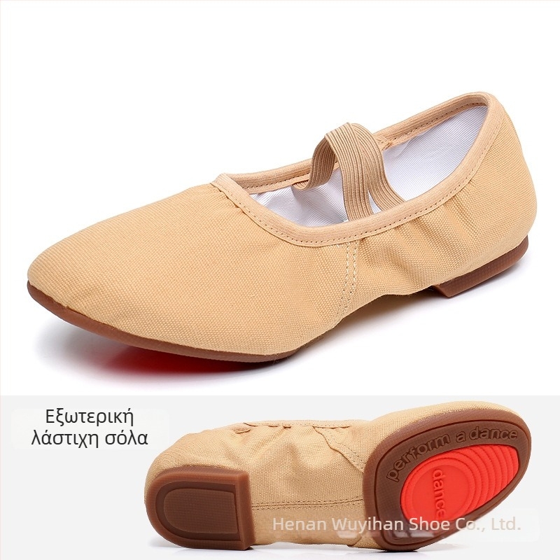 Χορευτικά παπούτια — Άνω μέρος από καμβά, Σόλα από καουτσούκ, Διαπνέοντα, Ελαφριά, Ανθεκτικά στη φθορά; Για μπαλέτο, μοντέρνο χορό, λατινικούς χορούς
