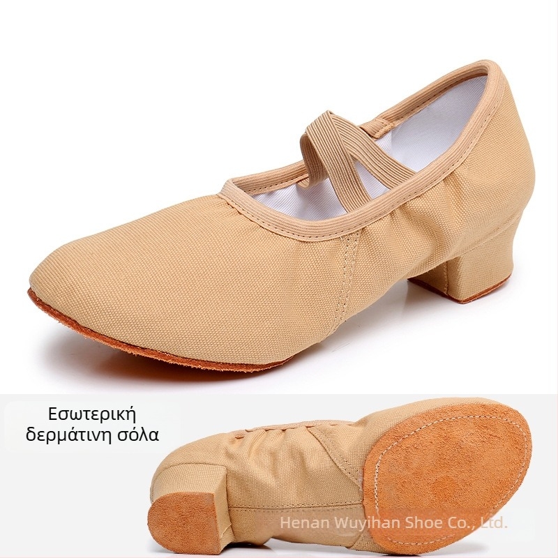 Χορευτικά παπούτια — Άνω μέρος από καμβά, Σόλα από καουτσούκ, Διαπνέοντα, Ελαφριά, Ανθεκτικά στη φθορά; Για μπαλέτο, μοντέρνο χορό, λατινικούς χορούς