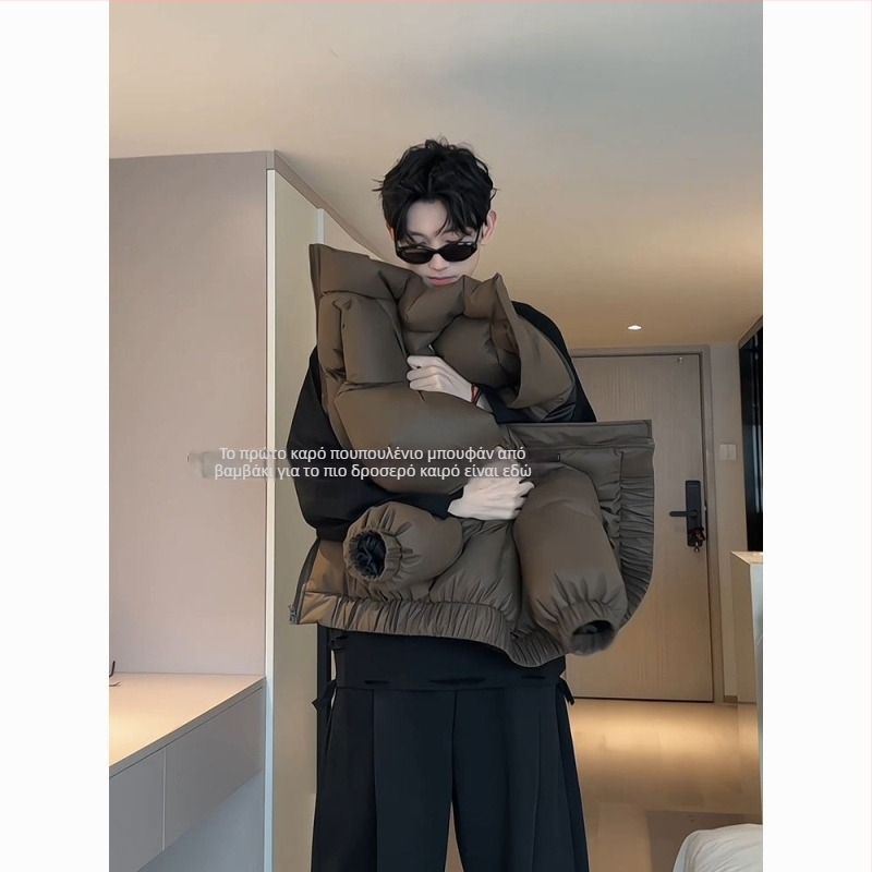 Ανδρικό χειμερινό μπουφάν, περιεκτικότητα σε πούπουλο 30–35%, γέμισμα: λευκό πάπιας πούπουλο, παχύ, αναστροφικό, φερμουάρ