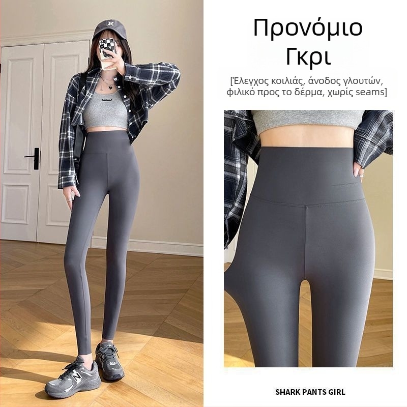 Γυναικείες παντελόνες τύπου καρχαρία για γιόγκα και άθληση, με βελούδινο εσωτερικό, ζεστά και άνετη γραμμή (Chenille; Spandex; μήκος καπρί; χαλαρή γραμμή)