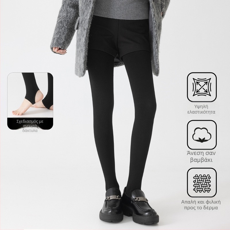 Κάλτσες συμπίεσης με τέσσερις ζώνες για γυναίκες, υψηλή μέση για έλεγχο της κοιλιάς και ανύψωση γλουτών, παχύ βαμβακερό ύφασμα (50-70% βαμβάκι)