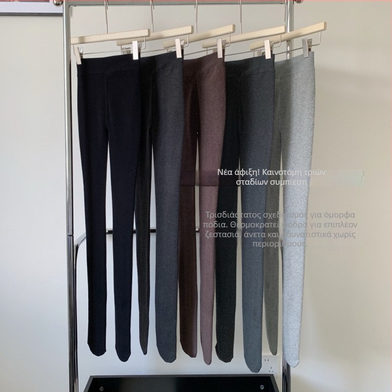 Βαμβατικά καλσόν με φλις επένδυση, ψηλή μέση για έλεγχο της κοιλιάς, ανύψωση γλουτών, με πόδια