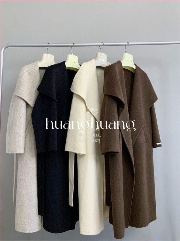 Γυναικείο αναστρέψιμο παλτό από μαλλί, μακρύ με γιακά τύπου πέτο, casual κορεατο-ιαπωνικό στυλ, μακρύ μήκος