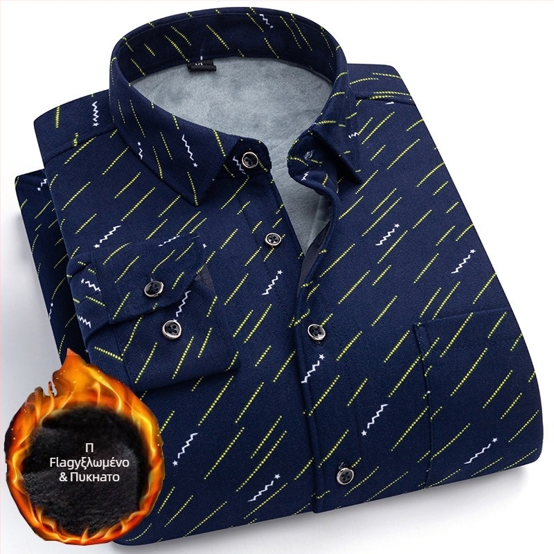 Πουκάμισο με φλίς επένδυση, καρό σχέδιο, μακριά μανίκια, γιακά τύπου πέτο, μίγμα πολυεστέρα-ελαστάν (φλίς, καρό, μακριά μανίκια, γιακά με πέτο, πολυεστέρα-ελαστάν)