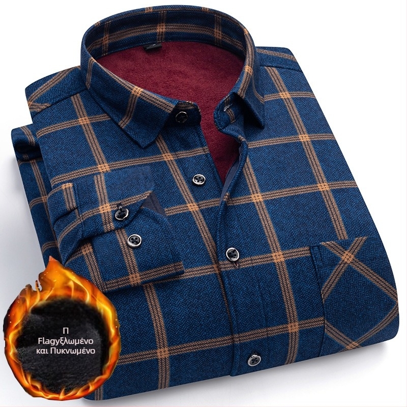 Πουκάμισο με φλίς επένδυση, καρό σχέδιο, μακριά μανίκια, γιακά τύπου πέτο, μίγμα πολυεστέρα-ελαστάν (φλίς, καρό, μακριά μανίκια, γιακά με πέτο, πολυεστέρα-ελαστάν)