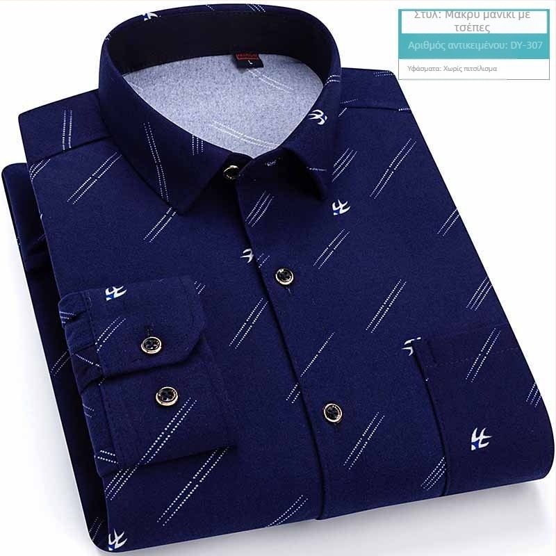 Ανδρικό μακρυμάνικο πουκάμισο με καρό σχέδιο, τετράγωνος γιακάς, χαλαρή γραμμή, ύφασμα από acetate fiber