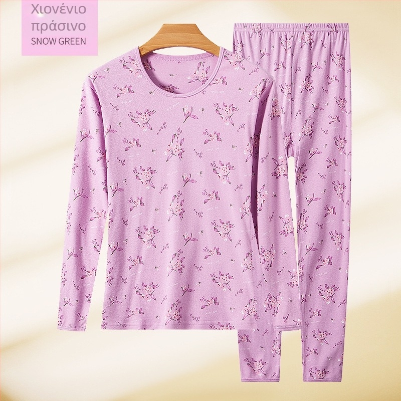 Γυναικείο σετ θερμικών εσωρούχων από 100% βαμβάκι, βαμβατική επένδυση, μέτριο ζεστασιά, μέτριο πάχος