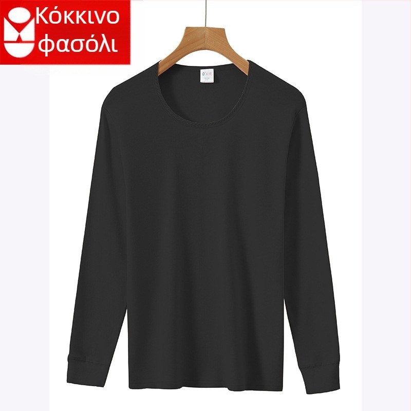 Θερμό τοπ εσωρούχων από 100% βαμβάκι, πουλόβερ με στρογγυλή λαιμόκοψη, χωρίς ραφές, μονής στρώσης, ύφασμα 181–200 g/m²