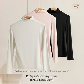 Γυναικείο τοπ από modal με ψηλή λαιμόκοψη, θερμικό πουλόβερ, μακρύ μανίκι, στενή γραμμή, 181–200 g/m²