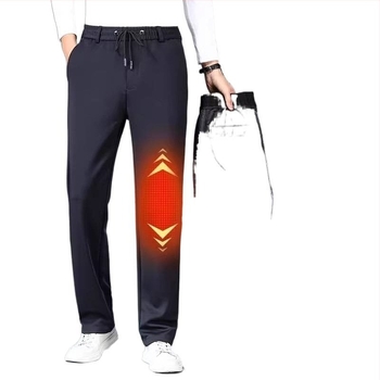 Ανδρικά καθημερινά παντελόνια με ίσια γραμμή, επενδυμένα με φλίς, χοντρά, υψηλή μέση, χειμερινό μοντέλο (ίνες μπαμπού + πολυεστέρας, υψηλή ελαστικότητα)