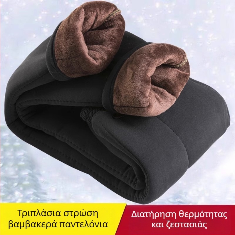 Γυναικείες παντελόνες με χαλαρή εφαρμογή, παχύ πολυεστερικό ύφασμα για τον χειμώνα, σεζόν 2025, >95% πολυεστέρας, πάχος: βαρύ