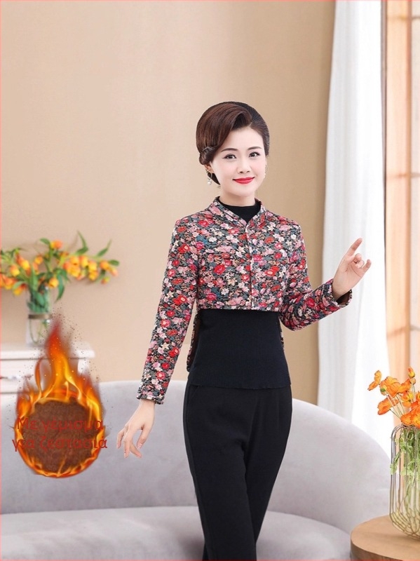 Ζεστό γιλέκο με επένδυση φλίς για προστασία βραχιόνων και ώμων, για γυναίκες, Χειμώνας 2025, φλοράλ σχέδιο, κοντό μήκος 40–50 cm, χωρίς σιδέρωμα