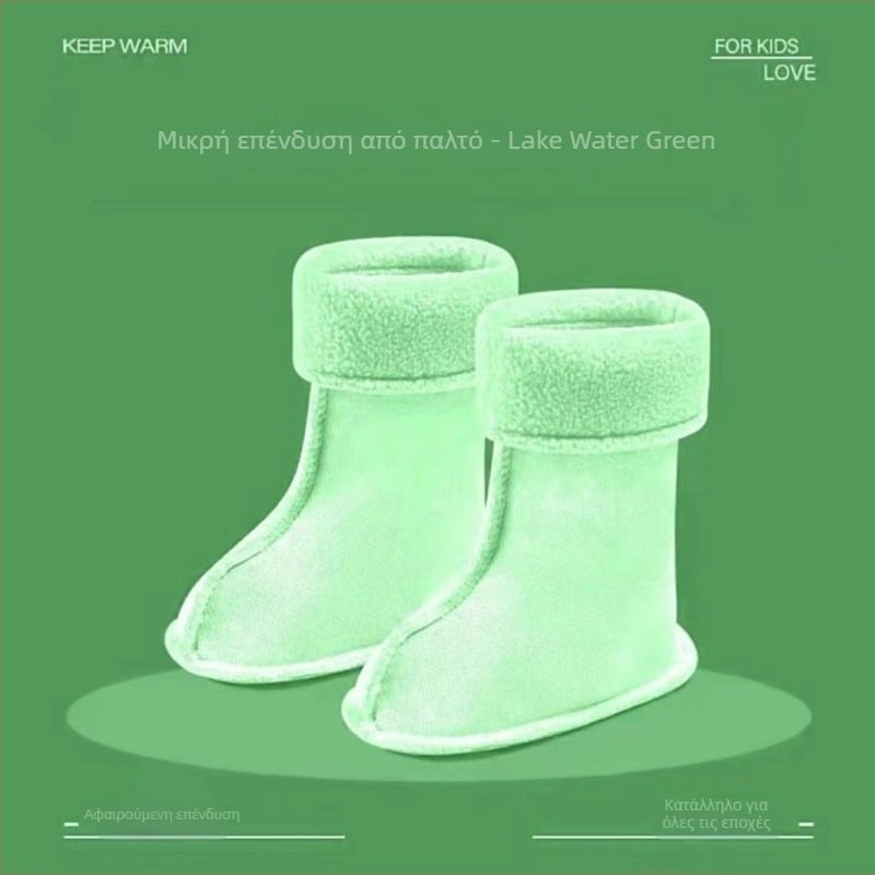 Αδιάβροχα παιδικά μποτάκια με cartoon σχέδιο, επένδυση φλίς, αντιολισθητική PVC σόλα, χαμηλό ύψος