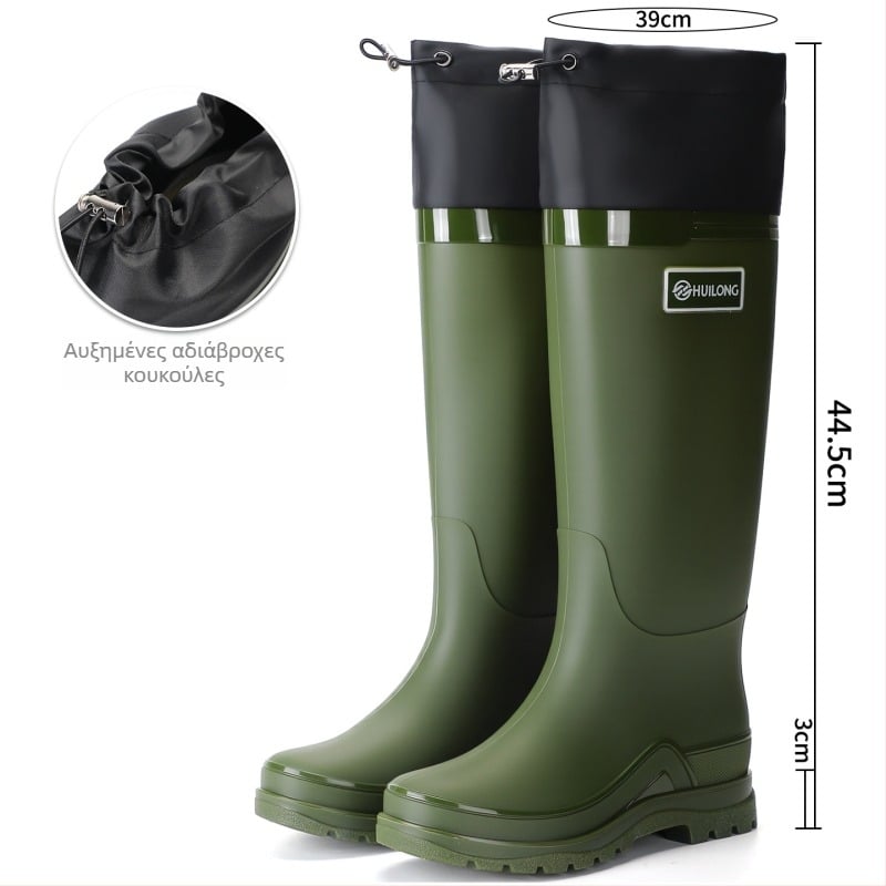 Γυναικείες γαλότσες βροχής μέχρι το γόνατο, PVC επάνω, αδιάβροχες, αντιολισθητικές, με ανθεκτική σόλα