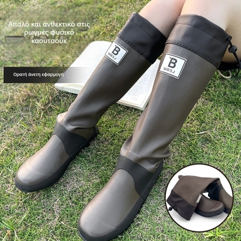 Γυναικείες καουτσούκ γαλότσες βροχής, με υψηλό σωλήνα, επίπεδη φτέρνα, μονόχρωμες, κλείσιμο overshoes