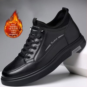 Ανδρικές παντόφλες, PU επάνω μέρος, σόλα από καουτσούκ, αντιολισθητικές, διατηρούν τη ζεστασιά, για όλες τις εποχές, στρογγυλή μύτη, άνετος σχεδιασμός
