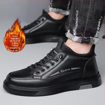 Ανδρικές παντόφλες, PU επάνω μέρος, σόλα από καουτσούκ, αντιολισθητικές, διατηρούν τη ζεστασιά, για όλες τις εποχές, στρογγυλή μύτη, άνετος σχεδιασμός