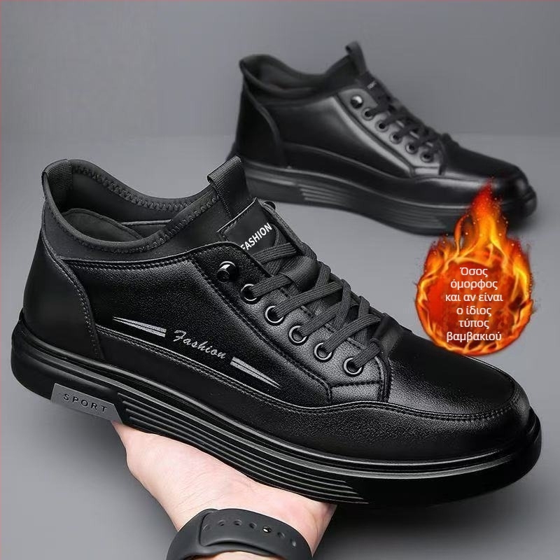 Ανδρικές παντόφλες, PU επάνω μέρος, σόλα από καουτσούκ, αντιολισθητικές, διατηρούν τη ζεστασιά, για όλες τις εποχές, στρογγυλή μύτη, άνετος σχεδιασμός