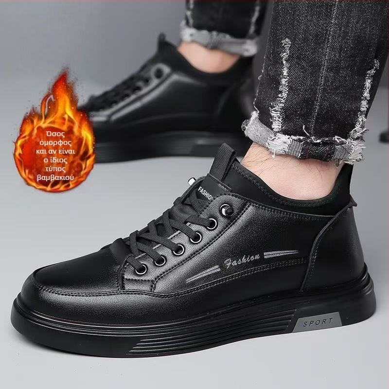 Ανδρικές παντόφλες, PU επάνω μέρος, σόλα από καουτσούκ, αντιολισθητικές, διατηρούν τη ζεστασιά, για όλες τις εποχές, στρογγυλή μύτη, άνετος σχεδιασμός