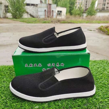 Υπόδηση από ύφασμα με λινή επένδυση, slip-on, στυλ Πεκίνου, άνω από βαμβακερό ύφασμα, χαμηλό άνοιγμα, βυλκανισμένη σόλα