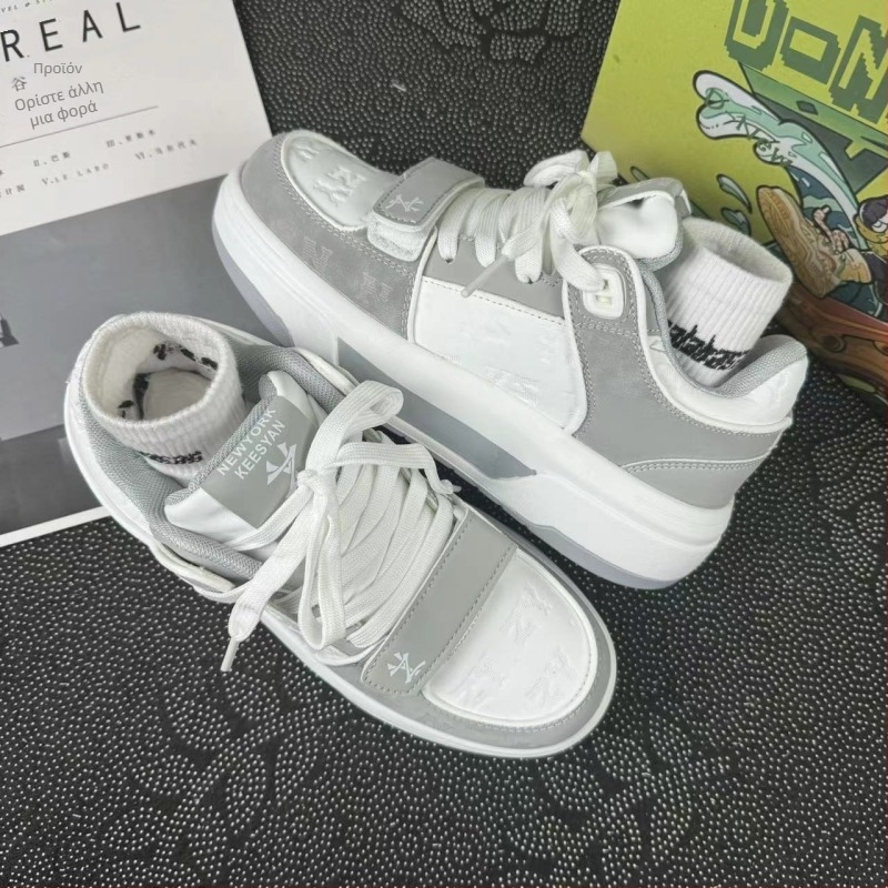 Πλατφορμικά Παπούτσια με επάνω μέρος από μικροϊνες, καουτσούκ σόλα, μεσαίου ύψους τακούνι 3-5 cm, κλείσιμο με κορδόνια, unisex