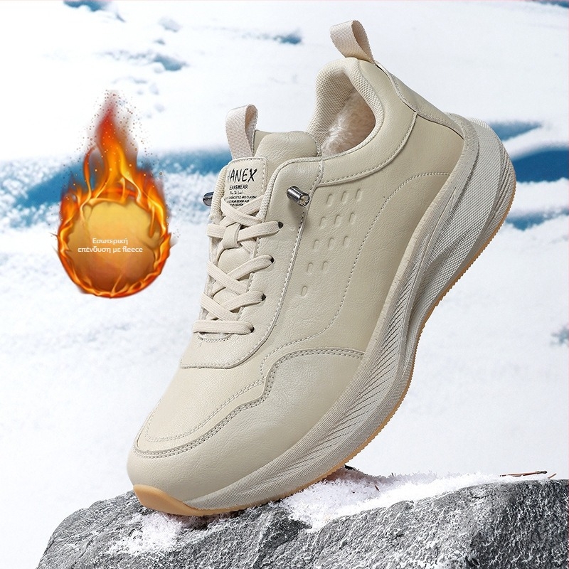 Ανδρικά παπούτσια ορειβασίας με ευρύ πάτημα, επάνω μέρος συνθετικό δέρμα, σόλα καουτσούκ, κλείσιμο με κορδόνια, τετράγωνη μύτη