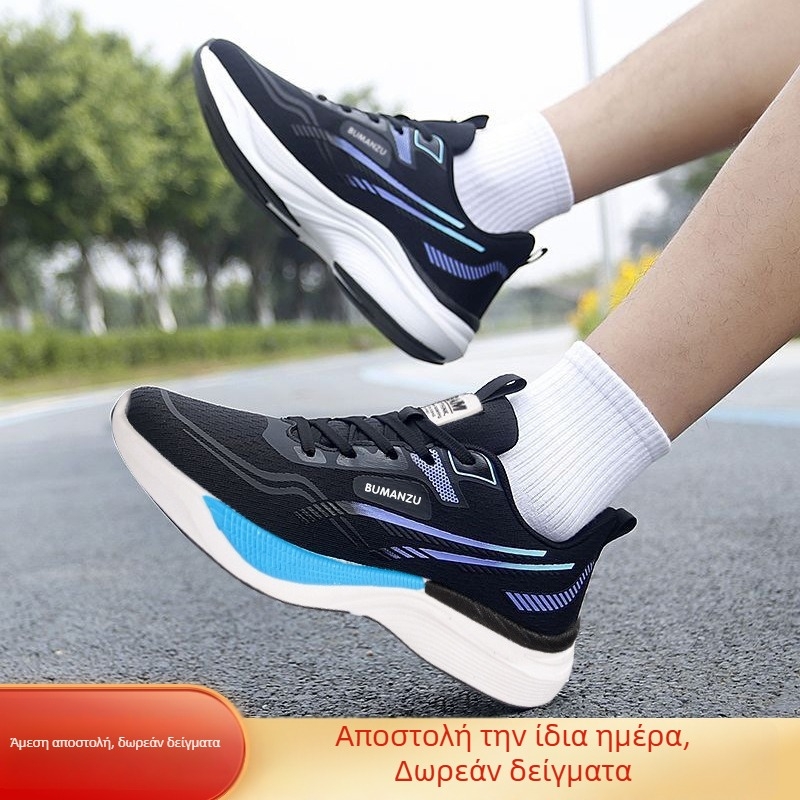 Ανδρικά αθλητικά παπούτσια PU+mesh επάνω μέρος, πλαστική σόλα, κορδωτά, χαμηλό τακούνι 1–3 cm, στρογγυλή μύτη