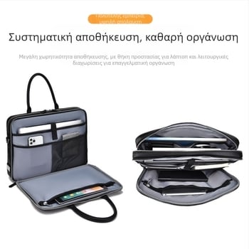 HUABUPS PU Επαγγελματική τσάντα για φορητό 16 ιντσών, αδιάβροχη