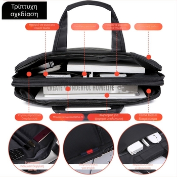 Yao Jie ανδρική επιχειρηματική τσάντα φορητού υπολογιστή, ύφασμα Oxford, φερμουάρ, τριών επιπέδων σχεδιασμός