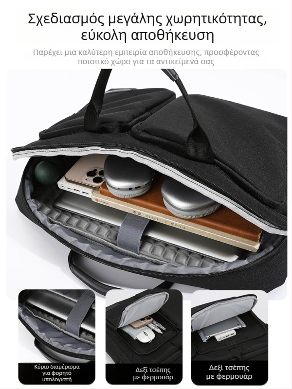 Renzhixing Ανδρική επιχειρηματική τσάντα για φορητό υπολογιστή — Οξφορντ ύφασμα, Αδιάβροχη, Διαπνέουσα, Ανθεκτική στους κραδασμούς, Προσαρμοσμένη εκτύπωση λογότυπου, Τσάντα ώμου