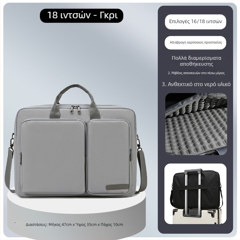 Renzhixing Ανδρική επιχειρηματική τσάντα για φορητό υπολογιστή — Οξφορντ ύφασμα, Αδιάβροχη, Διαπνέουσα, Ανθεκτική στους κραδασμούς, Προσαρμοσμένη εκτύπωση λογότυπου, Τσάντα ώμου