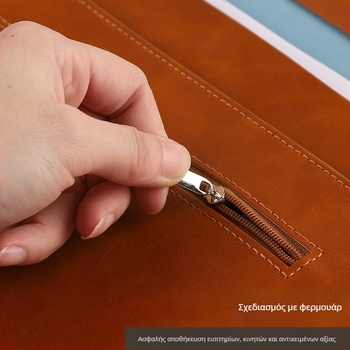 PU δερμάτινος φάκελος επιχειρηματικών εγγράφων Culture of Yishan, στύλ με σκοινί, κεκλιμένος σχεδιασμός