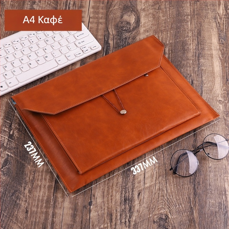 PU δερμάτινος φάκελος επιχειρηματικών εγγράφων Culture of Yishan, στύλ με σκοινί, κεκλιμένος σχεδιασμός