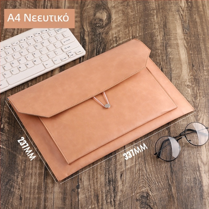 PU δερμάτινος φάκελος επιχειρηματικών εγγράφων Culture of Yishan, στύλ με σκοινί, κεκλιμένος σχεδιασμός