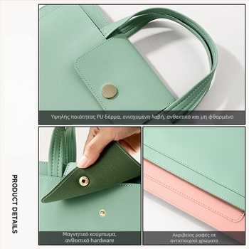 Xiangmo A4 PU δερμάτινη επαγγελματική τσάντα εγγράφων με φερμουάρ, με μεγάλη χωρητικότητα, απλό σχήμα