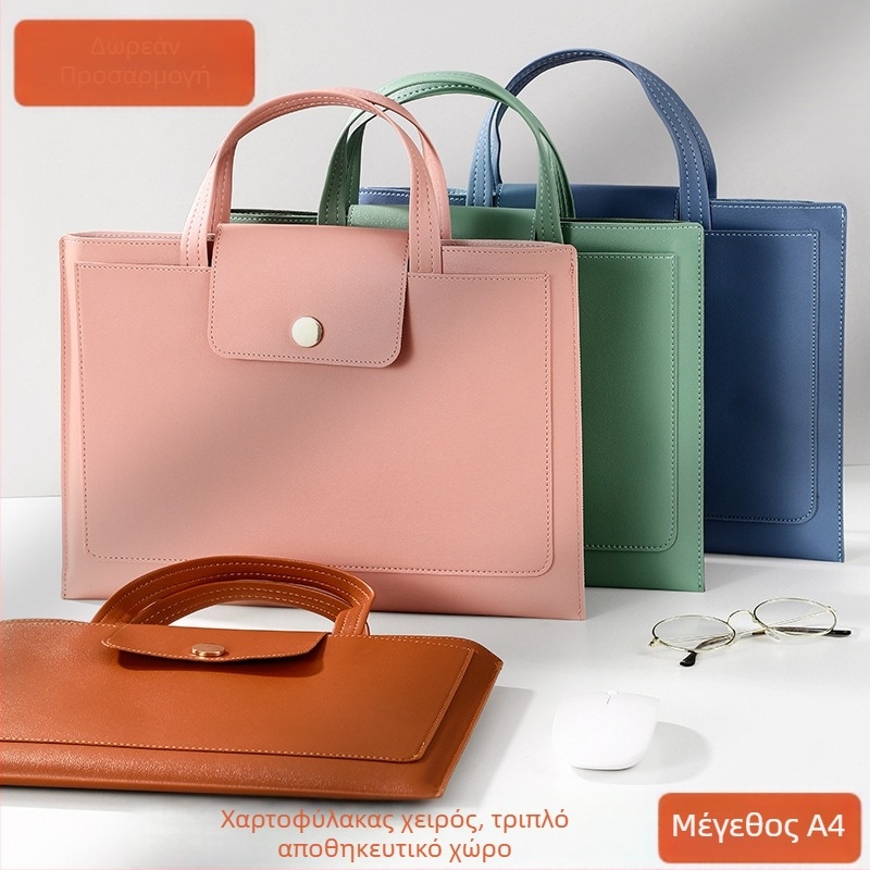 Xiangmo A4 PU δερμάτινη επαγγελματική τσάντα εγγράφων με φερμουάρ, με μεγάλη χωρητικότητα, απλό σχήμα