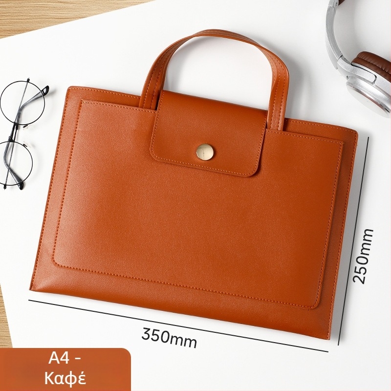 Xiangmo A4 PU δερμάτινη επαγγελματική τσάντα εγγράφων με φερμουάρ, με μεγάλη χωρητικότητα, απλό σχήμα
