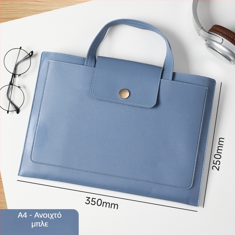 Xiangmo A4 PU δερμάτινη επαγγελματική τσάντα εγγράφων με φερμουάρ, με μεγάλη χωρητικότητα, απλό σχήμα