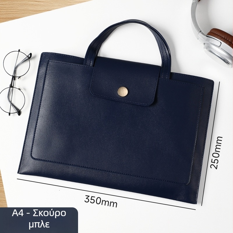 Xiangmo A4 PU δερμάτινη επαγγελματική τσάντα εγγράφων με φερμουάρ, με μεγάλη χωρητικότητα, απλό σχήμα