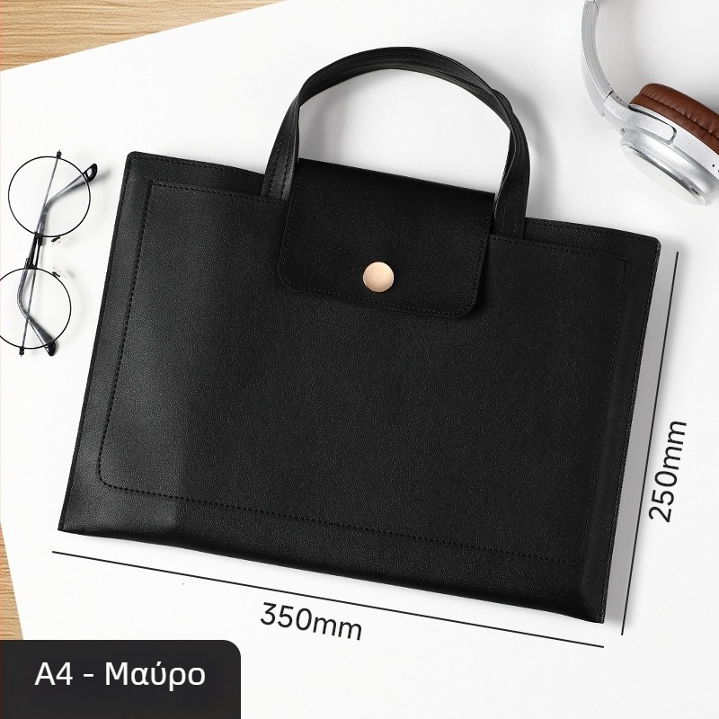 Xiangmo A4 PU δερμάτινη επαγγελματική τσάντα εγγράφων με φερμουάρ, με μεγάλη χωρητικότητα, απλό σχήμα