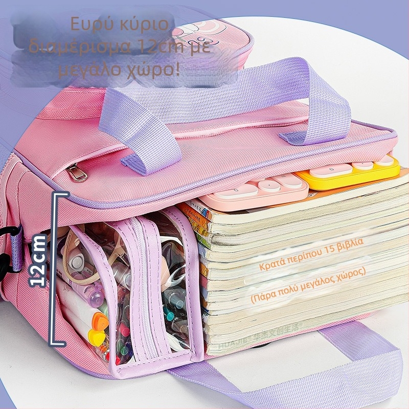 Τσάντα φροντιστηρίου πρωτοβάθμιας εκπαίδευσης — καμβάς με φερμουάρ, καρτούν σχέδιο, μάρκα Hua Jie