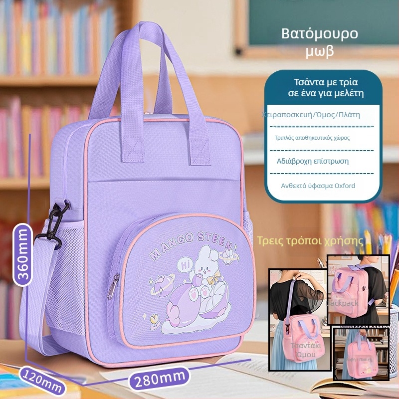 Τσάντα φροντιστηρίου πρωτοβάθμιας εκπαίδευσης — καμβάς με φερμουάρ, καρτούν σχέδιο, μάρκα Hua Jie